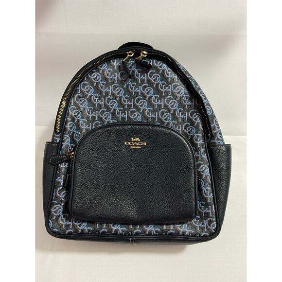 Coach Backpack + Wristlet Set – All Blue Signature Logo – Matching Pair - Picture 2 of 14